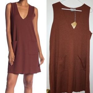 Dual Nature Ribbed Knit V-Neck Mini Dress M NWT